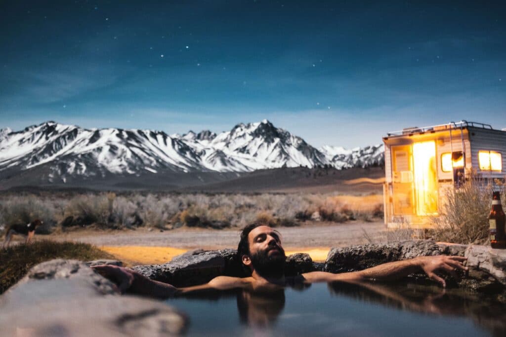 man in outdoors pool